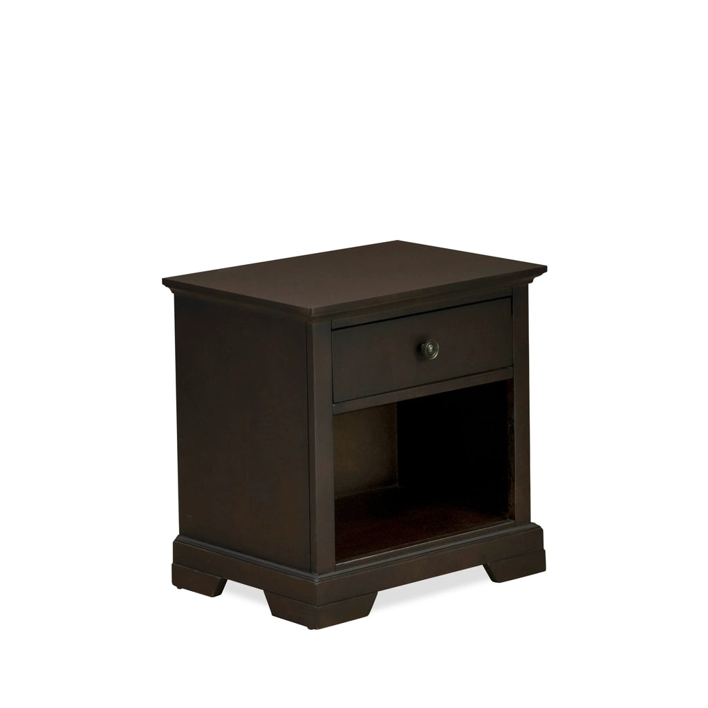 East West Furniture CO21-Q1N00C Cordova 3-Piece Queen Size Bed Set Includes a Wooden Queen Bed, Wooden Bedroom Chester with Drawers and a Modern Nightstand - Wire Brushed Walnut Finish