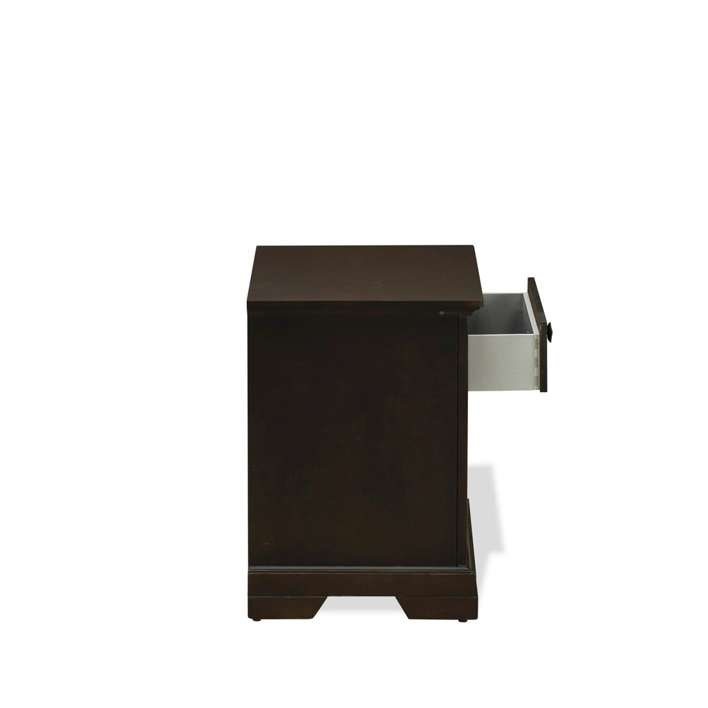 East West Furniture CO21-Q2N000 Cordova 3-Piece Queen Bedroom Set Contains a Wooden Platform Bed and 2 Midcentury Modern Nightstand with a Drawer - Wire Brushed Walnut Finish