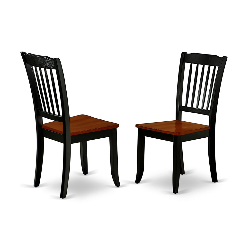 East West Furniture DAC-BCH-W Danbury Dining Room Chairs - Slat Back Solid Wood Seat Chairs