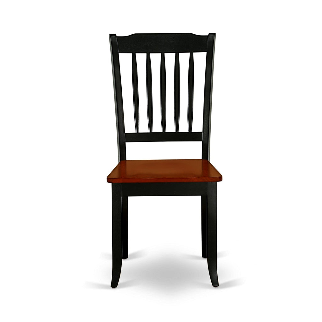 Juego de comedor de 6 piezas East West Furniture WEDA6N-BCH-W. Contiene una mesa de comedor rectangular con hojas de mariposa y 4 sillas de cocina con un banco.