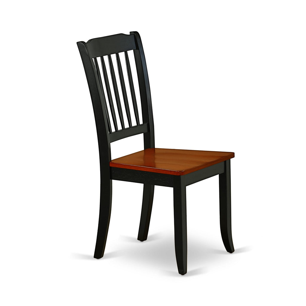 East West Furniture DAC-BCH-W Danbury Dining Room Chairs - Slat Back Solid Wood Seat Chairs, Set of 2, Black & Cherry