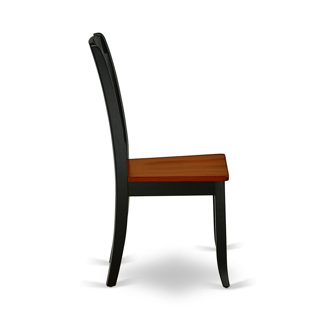 East West Furniture DAC-BCH-W Danbury Dining Room Chairs - Slat Back Solid Wood Seat Chairs, Set of 2, Black & Cherry