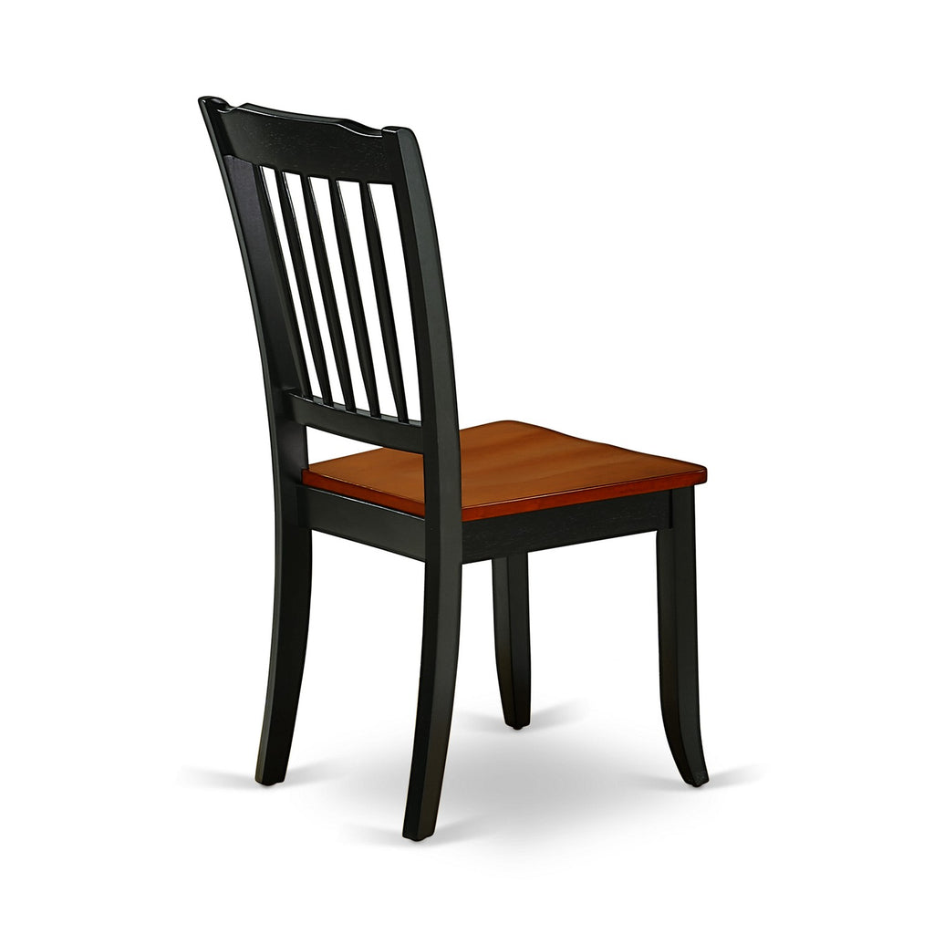 East West Furniture DAC-BCH-W Danbury Dining Room Chairs - Slat Back Solid Wood Seat Chairs, Set of 2, Black & Cherry