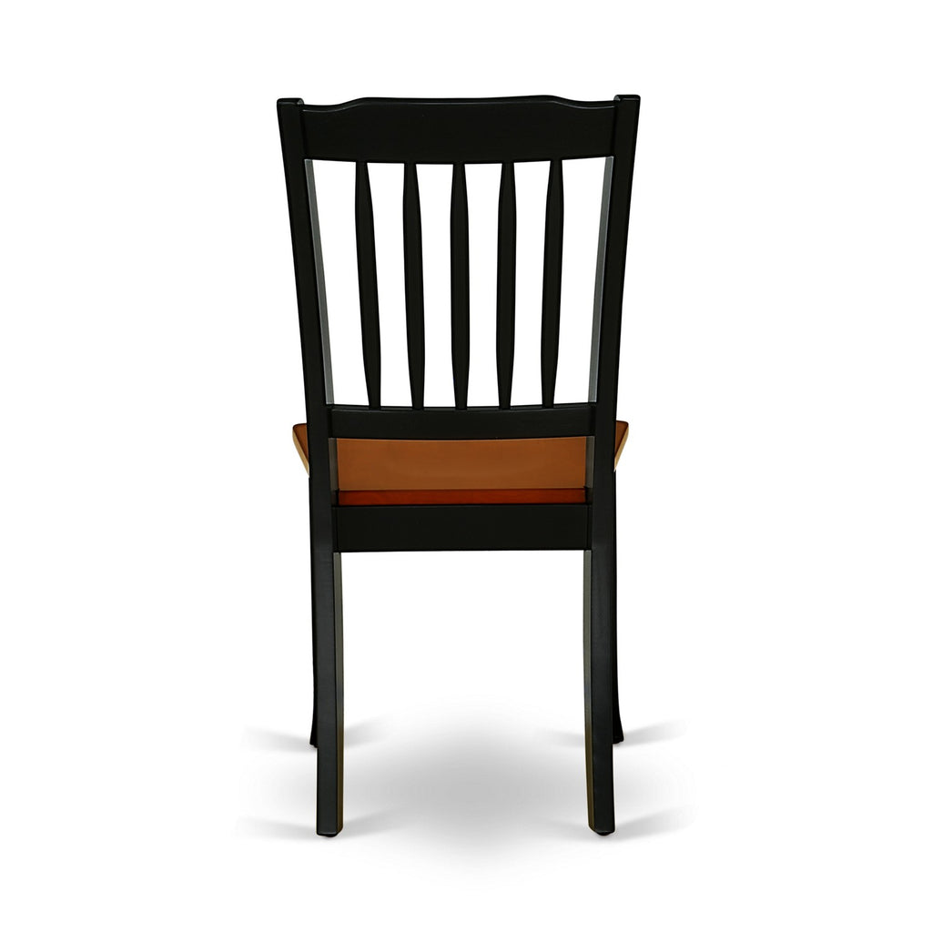 East West Furniture DAC-BCH-W Danbury Dining Room Chairs - Slat Back Solid Wood Seat Chairs, Set of 2, Black & Cherry