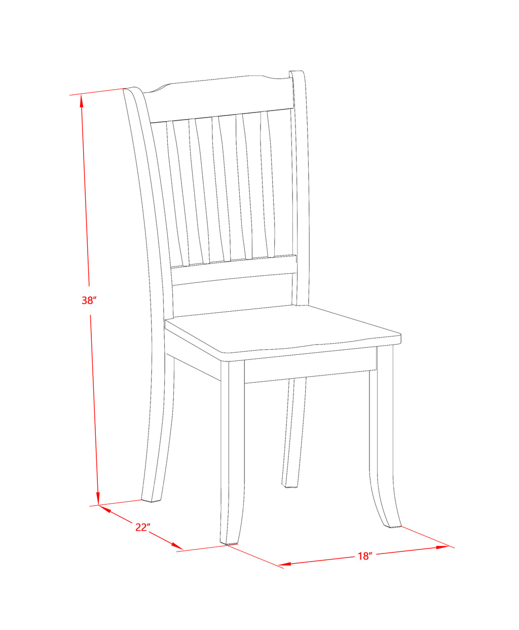 East West Furniture DAC-BCH-W Danbury Dining Room Chairs - Slat Back Solid Wood Seat Chairs, Set of 2, Black & Cherry