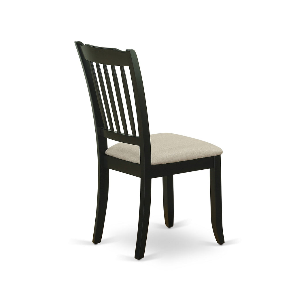 Sillas de comedor de cocina Danbury DAC-BLK-C de East West Furniture - Sillas de madera tapizadas en tela de lino