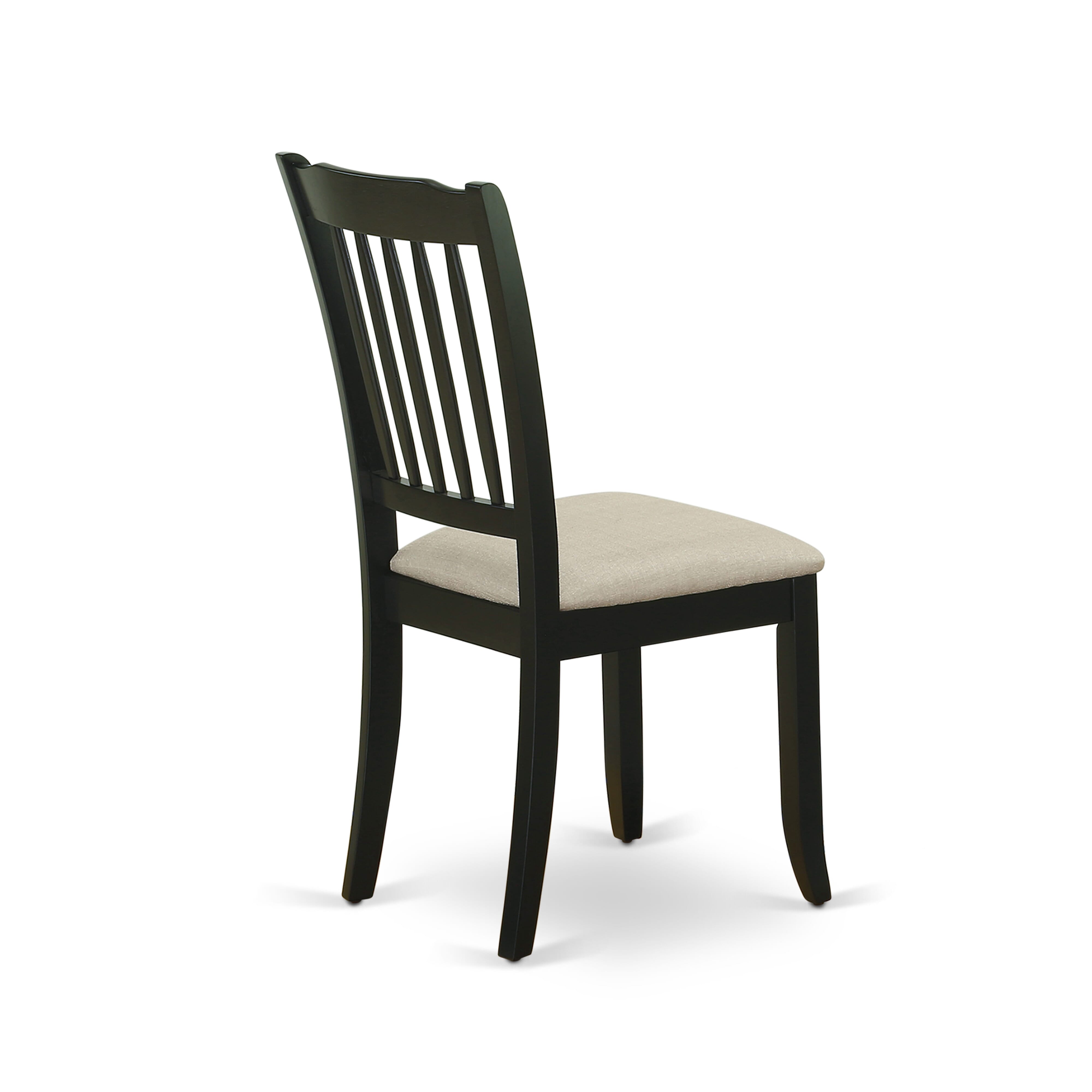 East West Furniture ESDA3-BCH-C 3-Piece Dining Table SetInclude a Wood Table and 2 Linen Fabric Kitchen Chairs with Ladder Back - Black Finish