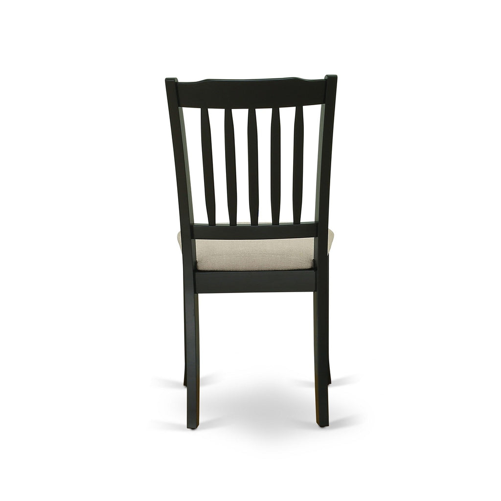 Sillas de comedor de cocina Danbury DAC-BLK-C de East West Furniture - Sillas de madera tapizadas en tela de lino