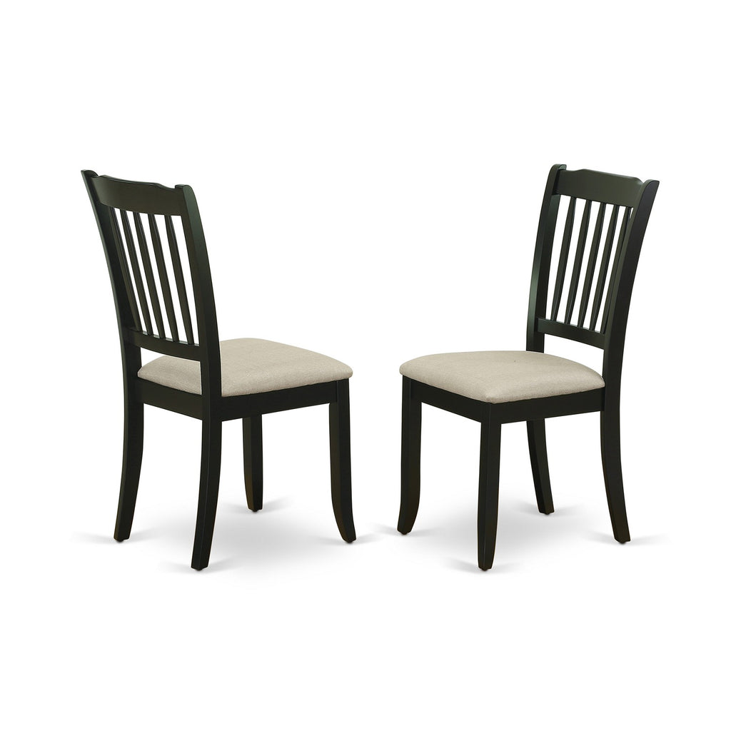 East West Furniture DAC-BLK-C Danbury Kitchen Dining Chairs - Linen Fabric Upholstered Wooden Chairs, Set of 2, Black