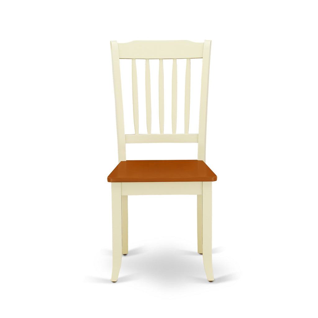 East West Furniture DAC-BMK-W Danbury Dining Chairs - Slat Back Wooden Seat Chairs, Set of 2, Buttermilk & Cherry