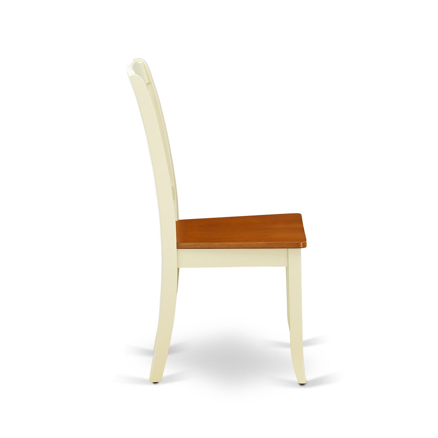 Juego de mesa y sillas de cocina de 5 piezas East West Furniture PLDA5-BMK-W. Incluye una mesa de comedor ovalada con hojas de mariposa y 4 sillas con asiento de madera maciza.