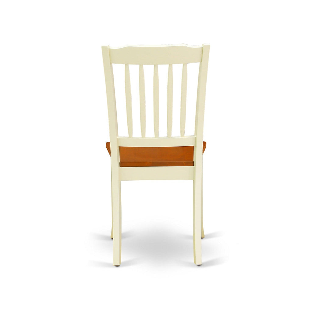 Juego de mesa de cocina de 6 piezas East West Furniture WEDA6N-BMK-W. Contiene una mesa de comedor rectangular con hojas de mariposa y 4 sillas de comedor con un banco.