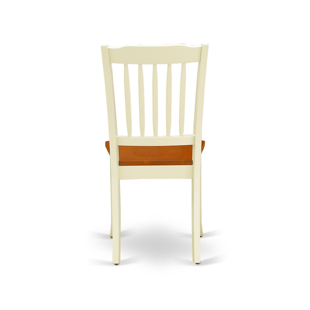 East West Furniture DAC-BMK-W Danbury Dining Chairs - Slat Back Wooden Seat Chairs, Set of 2, Buttermilk & Cherry