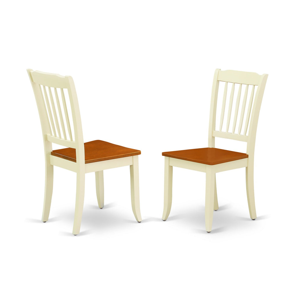 East West Furniture DAC-BMK-W Danbury Dining Chairs - Slat Back Wooden Seat Chairs, Set of 2, Buttermilk & Cherry