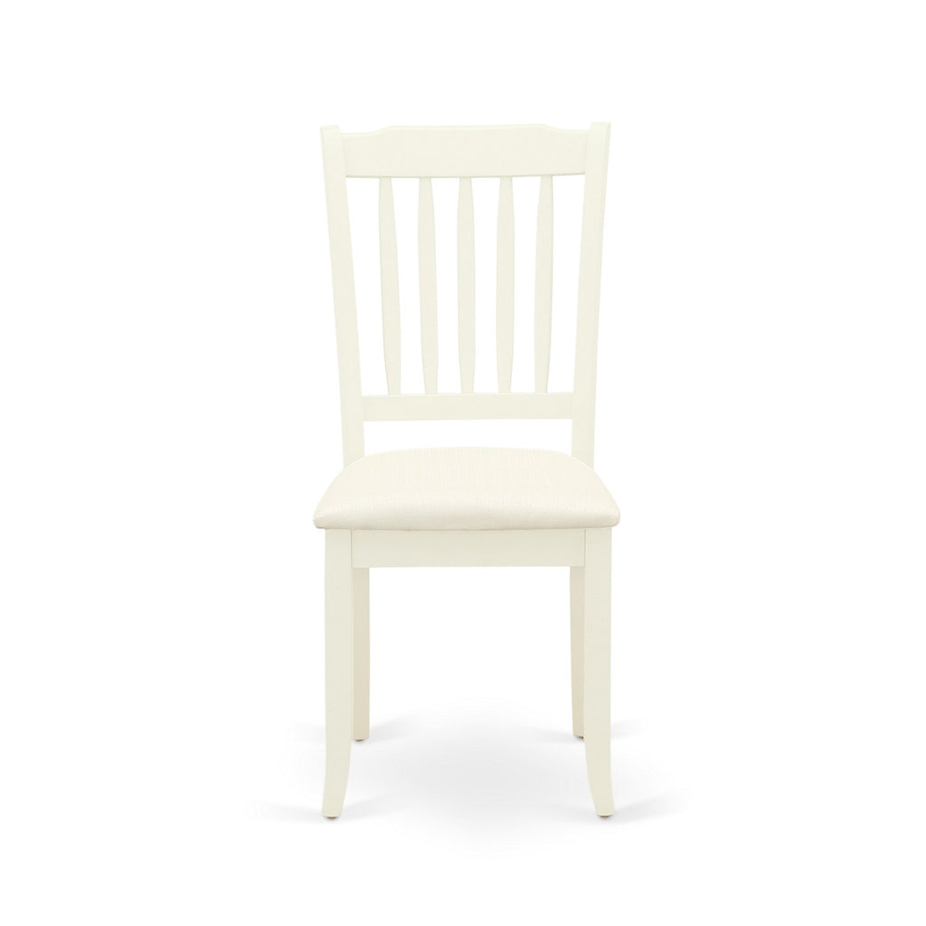 East West Furniture DAC-LWH-C Danbury Dining Room Chairs - Linen Fabric Upholstered Wooden Chairs, Set of 2, Linen White