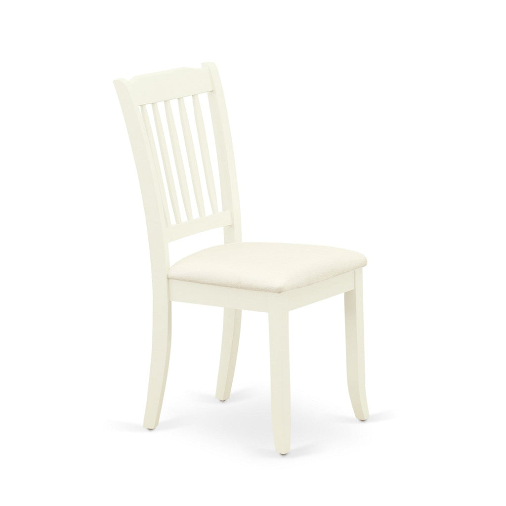 Juego de mesa de comedor de 7 piezas East West Furniture AVDA7-LWH-C. Incluye una mesa de cocina ovalada con hojas de mariposa y 6 sillas de comedor tapizadas en tela de lino.
