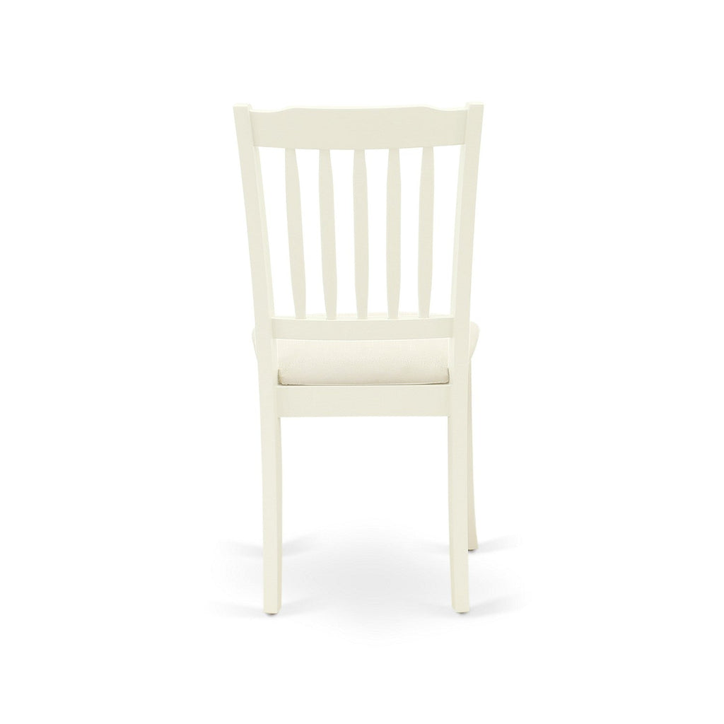 Juego de mesa de comedor de 7 piezas East West Furniture AVDA7-LWH-C. Incluye una mesa de cocina ovalada con hojas de mariposa y 6 sillas de comedor tapizadas en tela de lino.