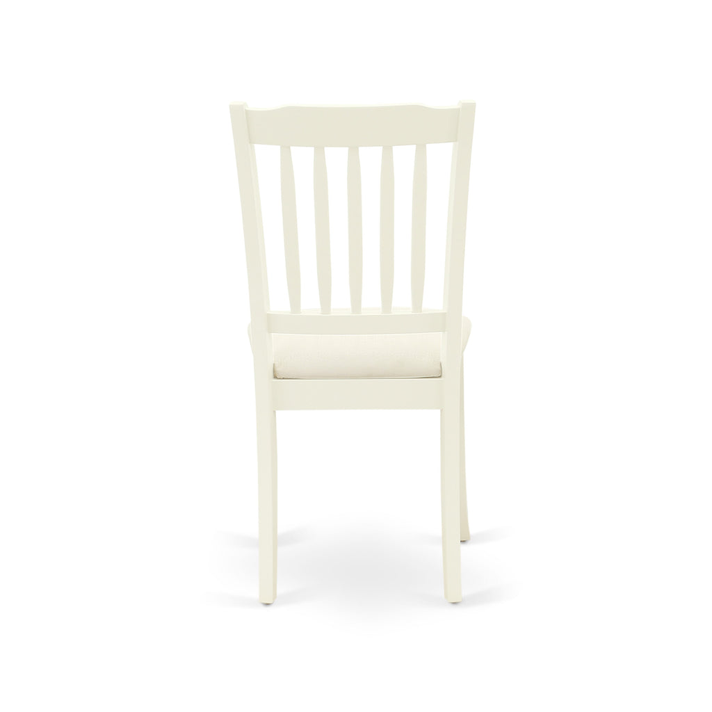 East West Furniture NDDA5-LWH-C 5 Piece Dining Room Table Set Includes a Rectangle Kitchen Table with Dropleaf and 4 Linen Fabric Upholstered Dining Chairs