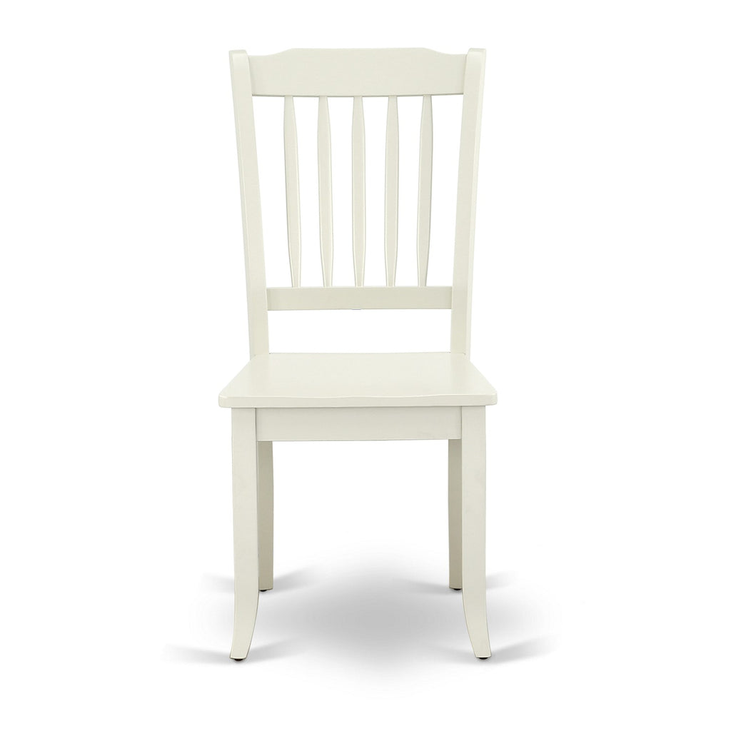 East West Furniture DAC-LWH-W Danbury Kitchen Dining Chairs - Slat Back Wooden Seat Chairs, Set of 2, Linen White