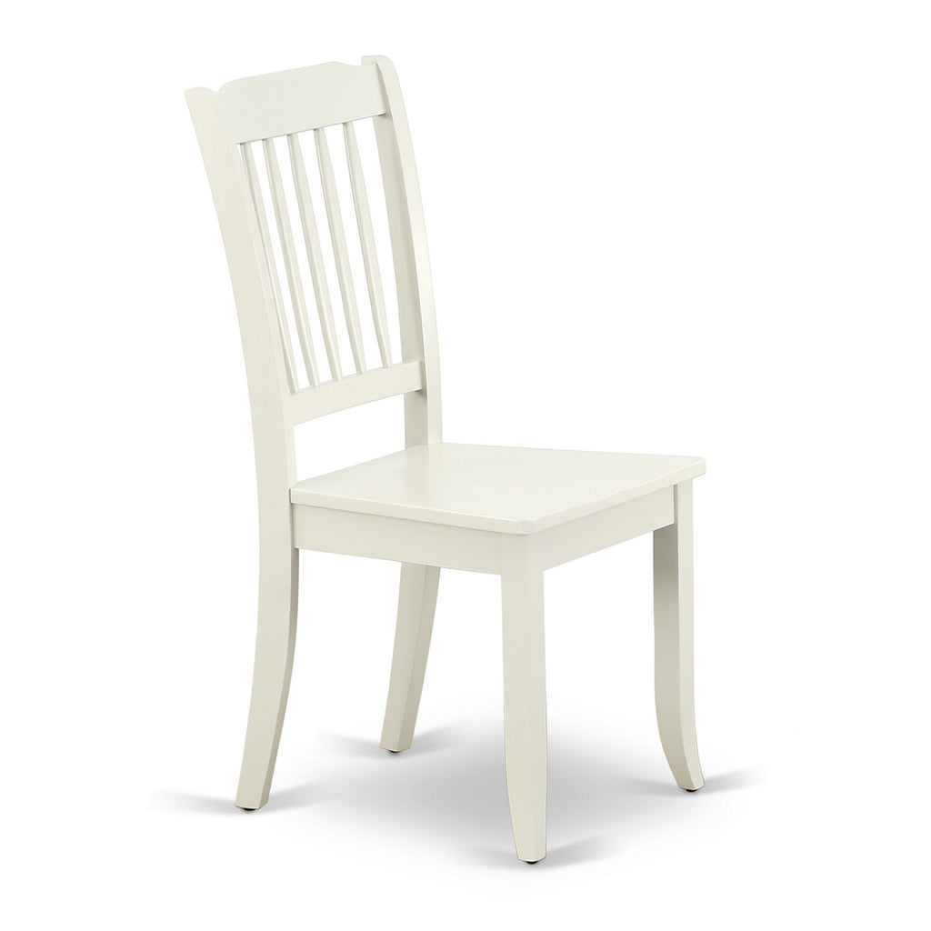 East West Furniture DAC-LWH-W Danbury Kitchen Dining Chairs - Slat Back Wooden Seat Chairs, Set of 2, Linen White