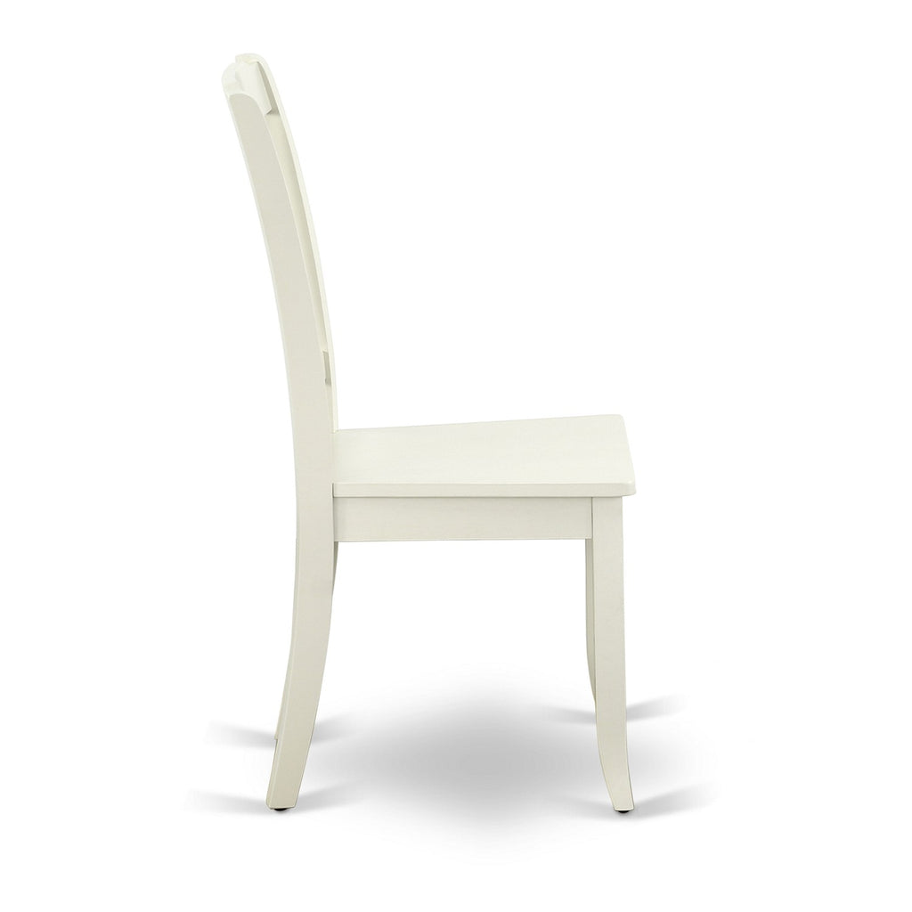 East West Furniture DAC-LWH-W Danbury Kitchen Dining Chairs - Slat Back Wooden Seat Chairs, Set of 2, Linen White