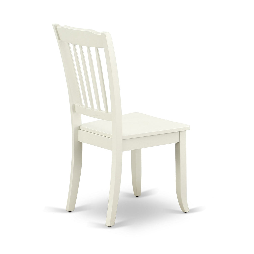 East West Furniture DAC-LWH-W Danbury Kitchen Dining Chairs - Slat Back Wooden Seat Chairs, Set of 2, Linen White