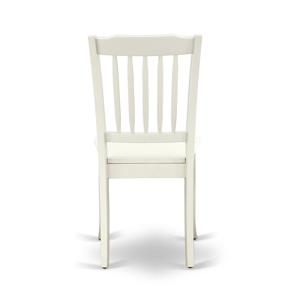 East West Furniture DAC-LWH-W Danbury Kitchen Dining Chairs - Slat Back Wooden Seat Chairs, Set of 2, Linen White