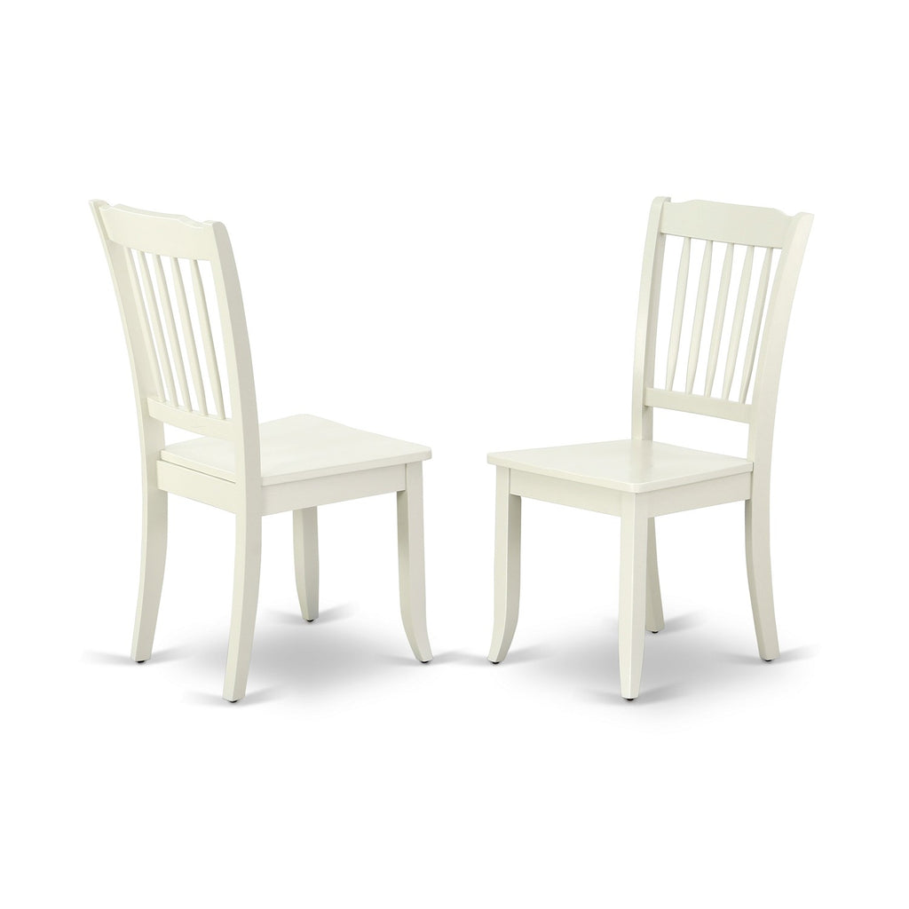 East West Furniture DAC-LWH-W Danbury Kitchen Dining Chairs - Slat Back Wooden Seat Chairs, Set of 2, Linen White