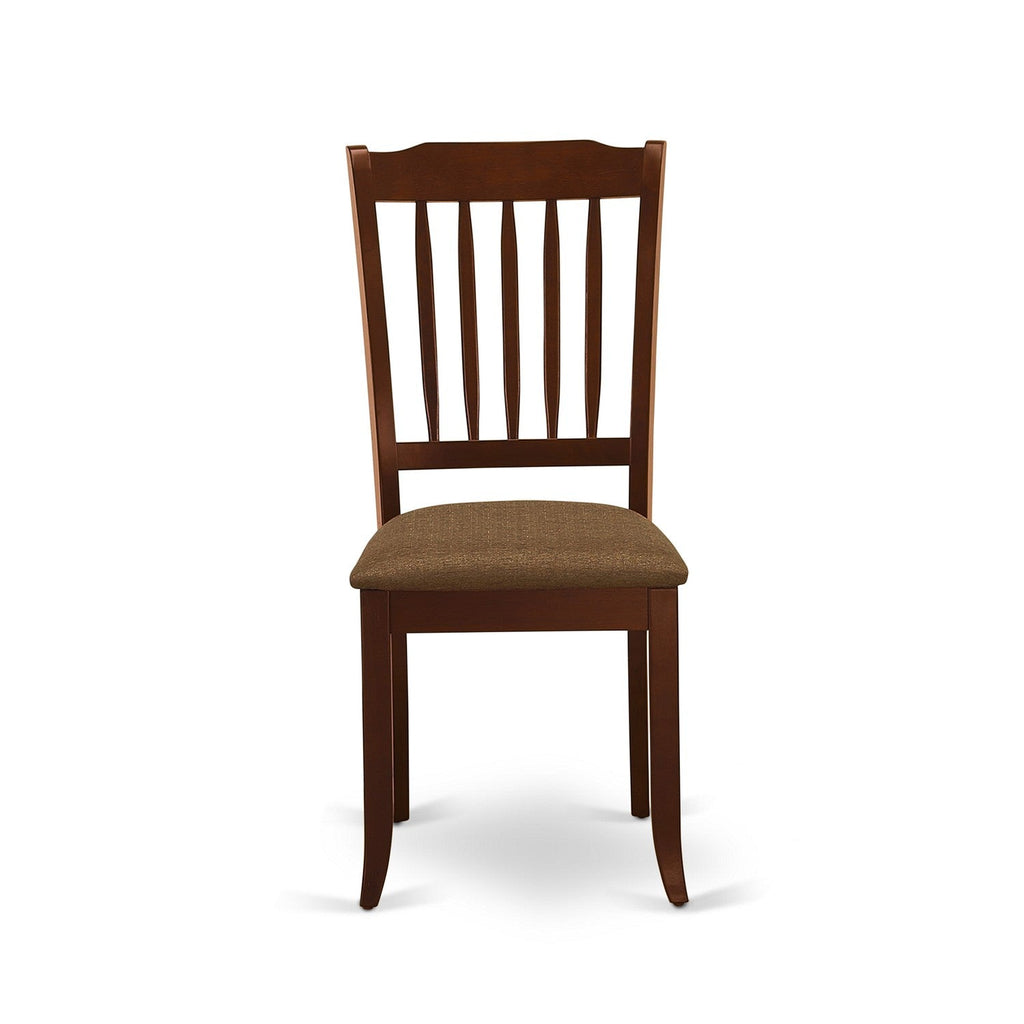 Juego de muebles de comedor de 6 piezas East West Furniture CADA6-MAH-C. Contiene una mesa de cocina rectangular y 4 sillas de comedor de tela de lino con un banco.