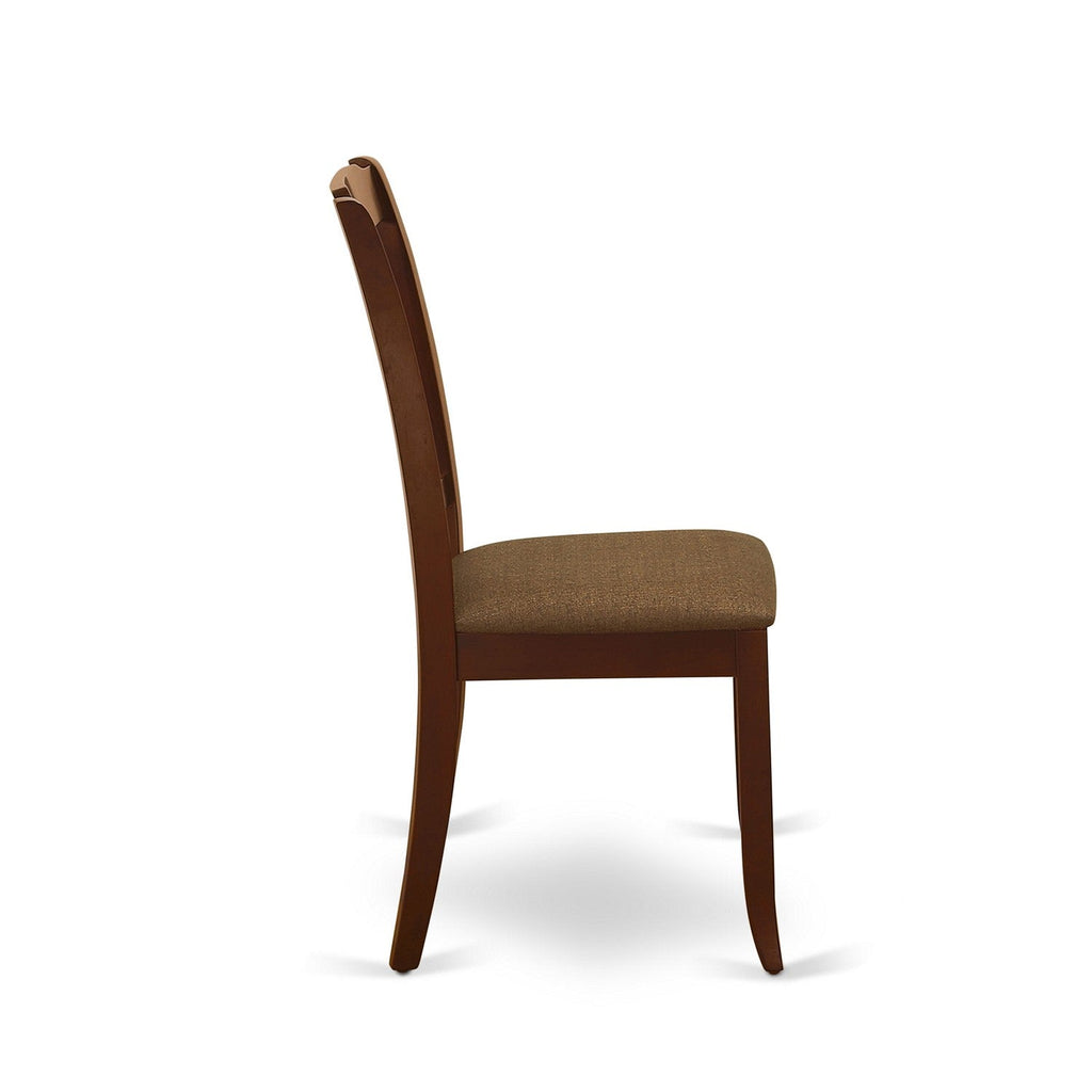 Juego de muebles de comedor de 6 piezas East West Furniture CADA6-MAH-C. Contiene una mesa de cocina rectangular y 4 sillas de comedor de tela de lino con un banco.