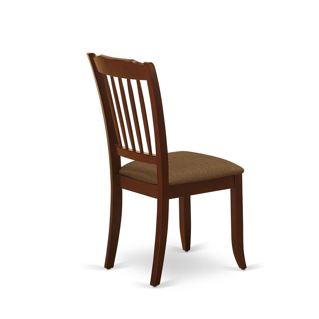 Juego de muebles de comedor de 6 piezas East West Furniture CADA6-MAH-C. Contiene una mesa de cocina rectangular y 4 sillas de comedor de tela de lino con un banco.
