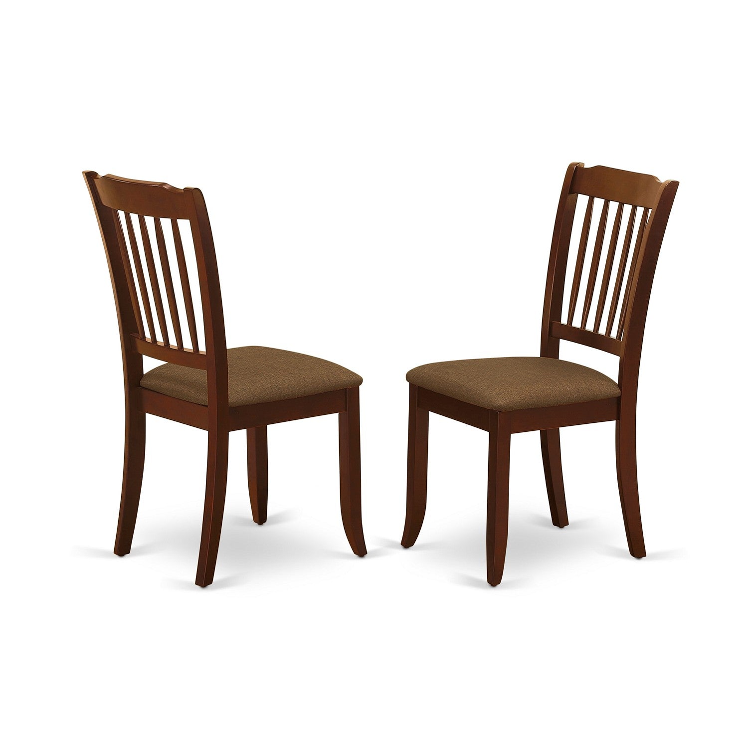 DUDA6-MAH-C 6Pc Dining Set Includes a Rectangle Dining Table, Four Vertical Slatted Linen seat Kitchen Chairs and a Bench, Mahogany Finish