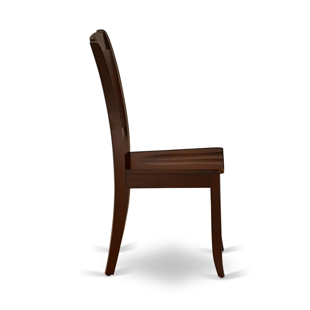Juego de muebles de comedor de 6 piezas East West Furniture CADA6-MAH-W. Contiene una mesa de cocina rectangular y 4 sillas de comedor con un banco.