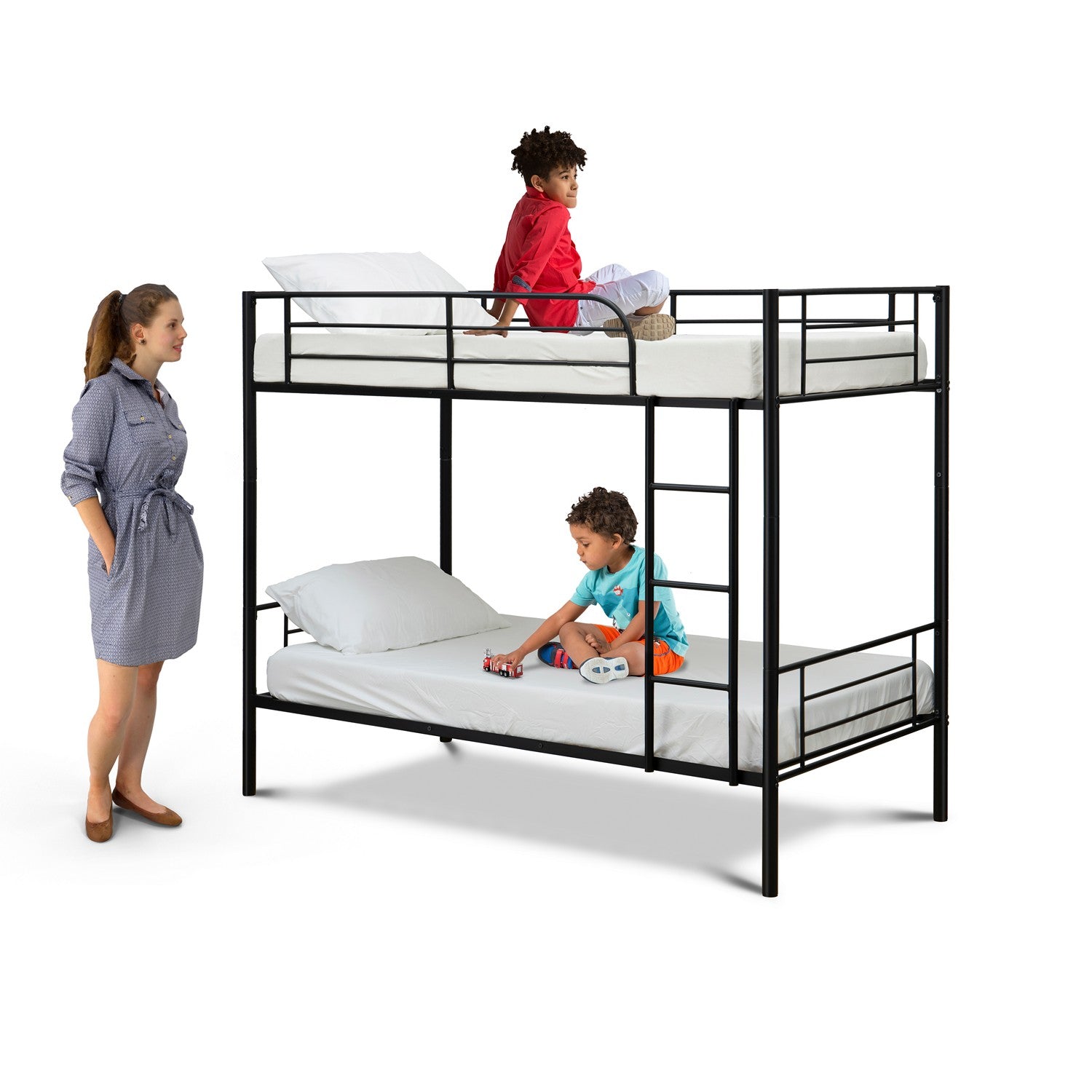 Litera doble Danbury DAT0BLK de East West Furniture con recubrimiento en polvo de color negro