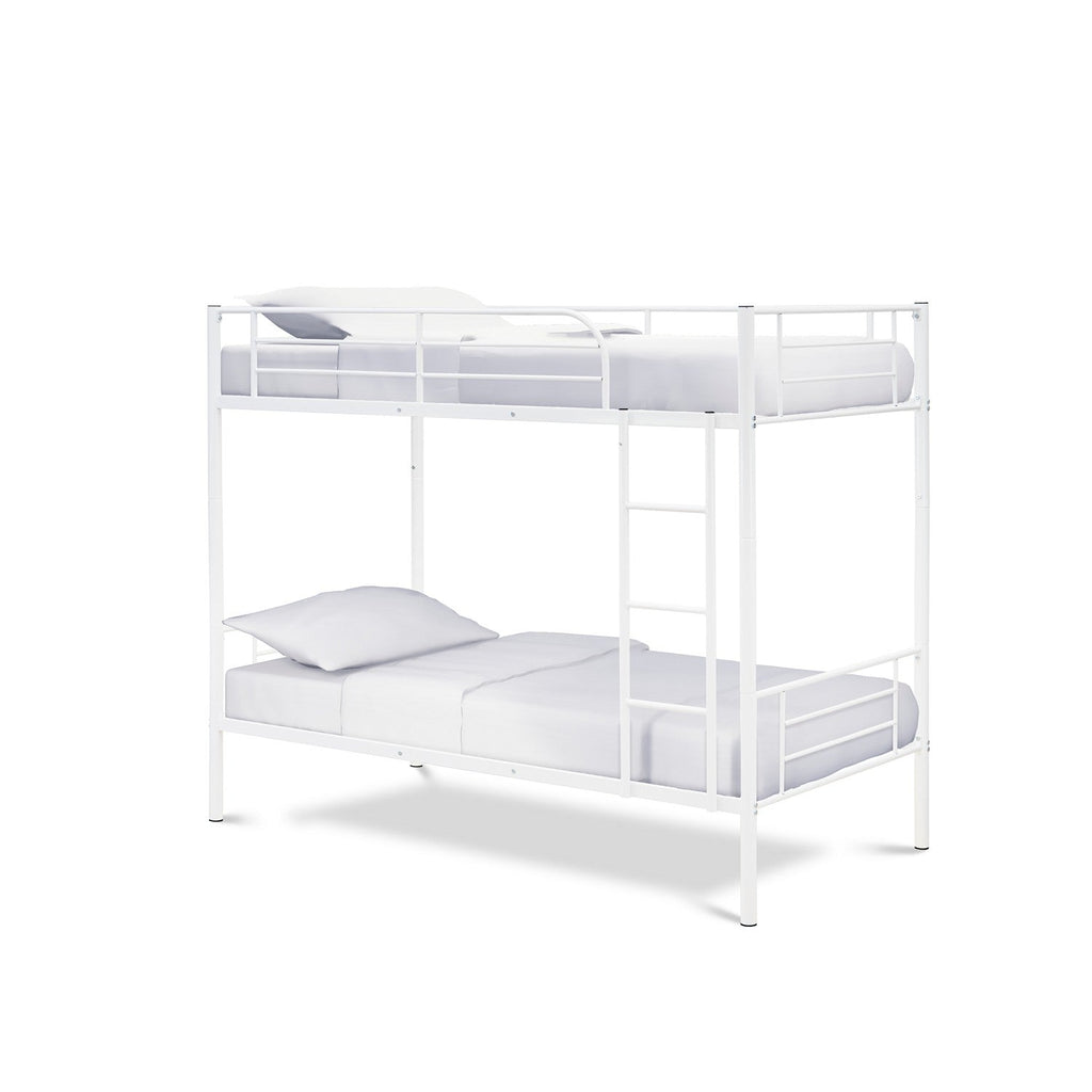 East West Furniture DAT0WHI Danbury Twin Bunk Bed in powder coating white color