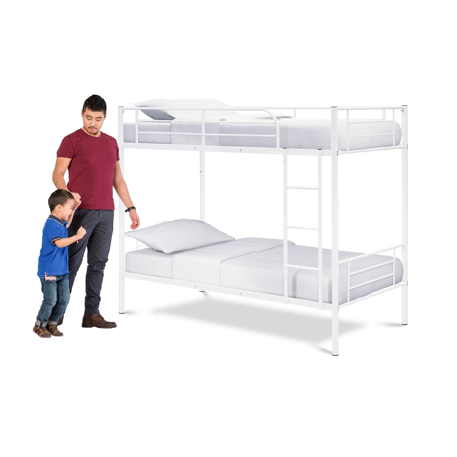 Litera doble Danbury DAT0WHI de East West Furniture con recubrimiento en polvo de color blanco