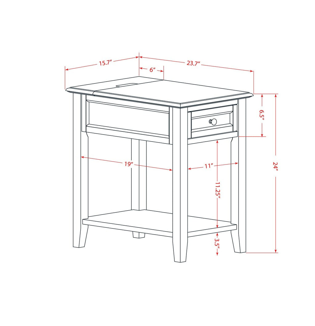 East West Furniture DE-05-ET Denison Side Table - Rectangle End Table with a Drawer for Bedroom, 24x19 Inch, White