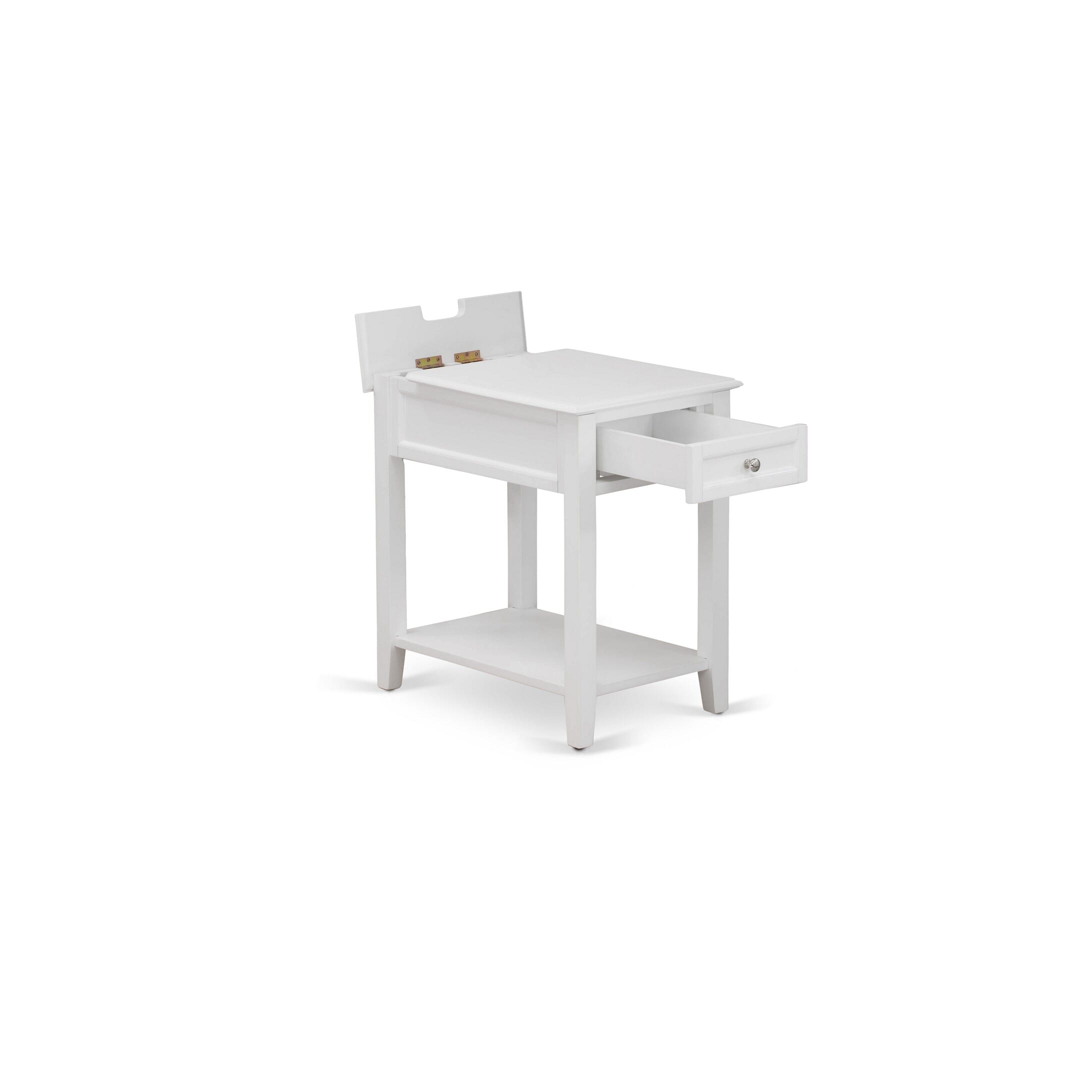 East West Furniture NL19K-1DE05 2 Piece King Size Bed Set - Button Tufted Platform Bed Frame - Linen white Velvet Fabric Upholstered Headboard and a Linen white Finish Nightstand