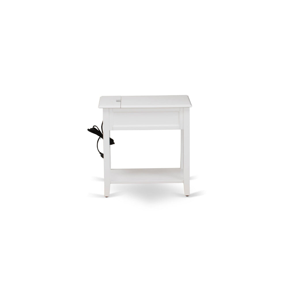 East West Furniture DE-05-ET Denison Side Table - Rectangle End Table with a Drawer for Bedroom