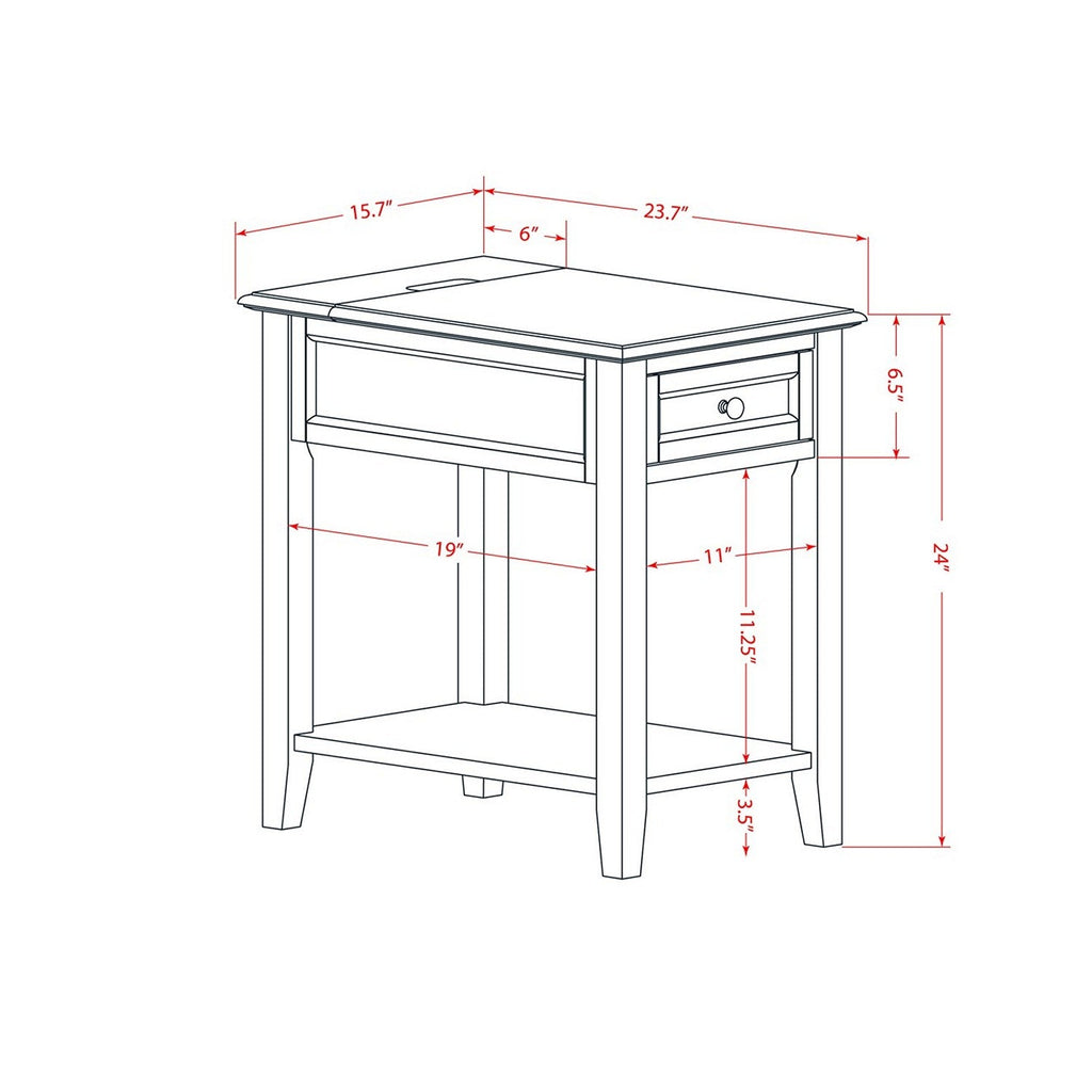 East West Furniture DE-12-ET Denison Side Table - Rectangle Night Stand with a Drawer for Bedroom