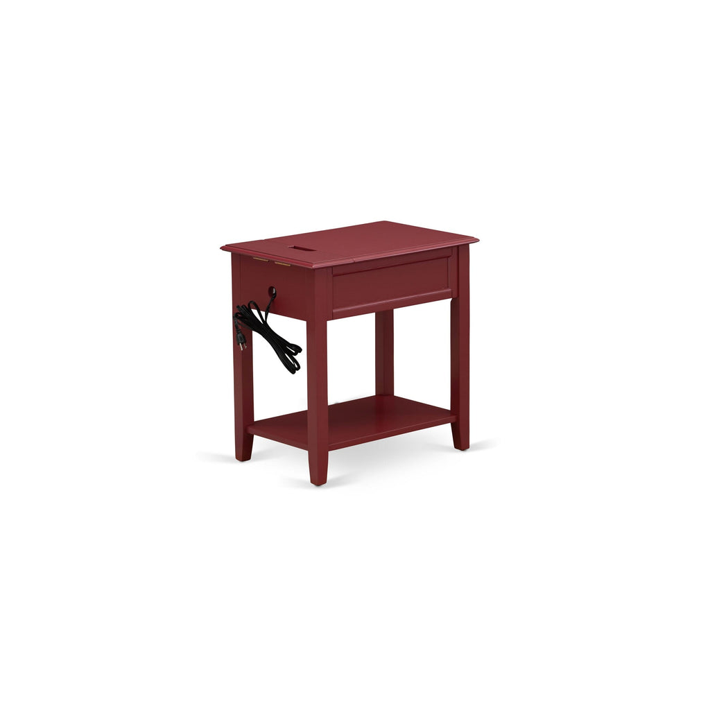 East West Furniture DE-13-ET Denison Night Stand - Rectangle Modern End Table with a Drawer for Bedroom, 24x19 Inch, Burgundy