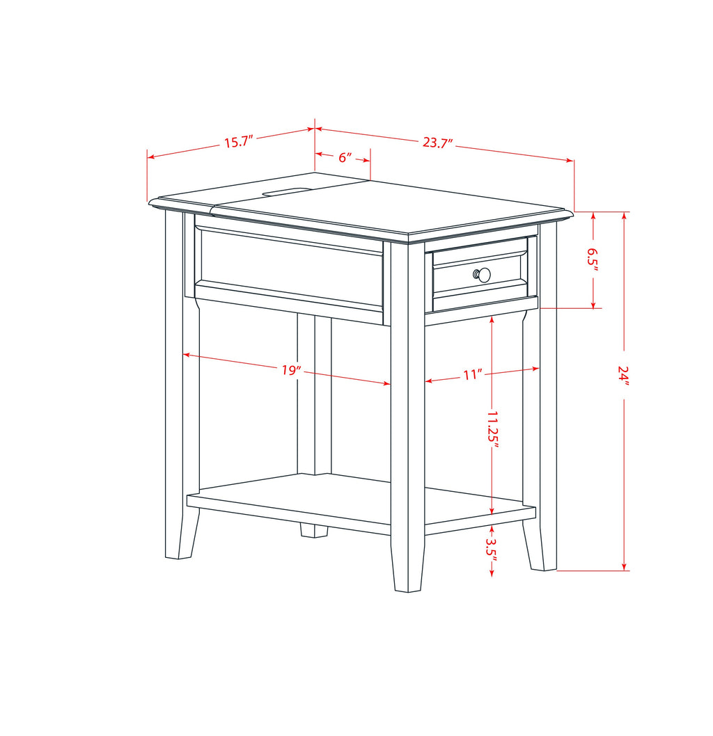 East West Furniture DE-13-ET Denison Night Stand - Rectangle Modern End Table with a Drawer for Bedroom, 24x19 Inch, Burgundy