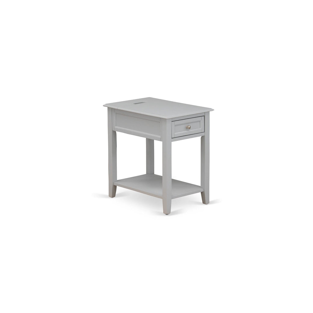 East West Furniture DE-14-ET Denison Modern End Table - Rectangle Nightstand with a Drawer for Bedroom, 24x19 Inch, Urban Gray
