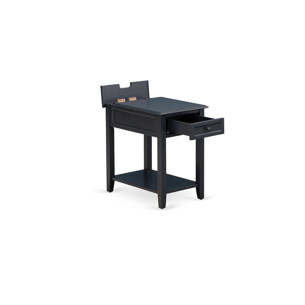 East West Furniture DE-15-ET Denison Nightstand - Rectangle End Table with a Drawer for Bedroom