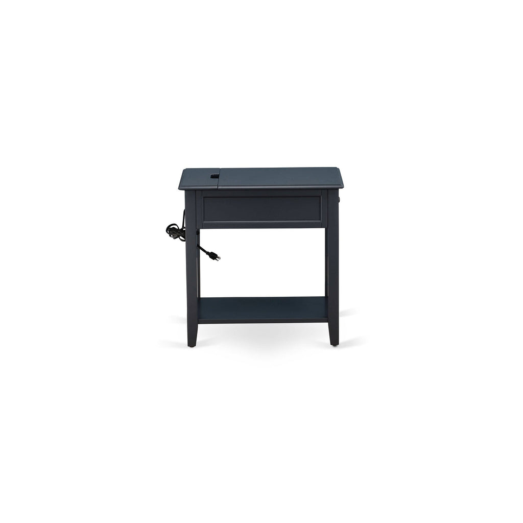East West Furniture DE-15-ET Denison Nightstand - Rectangle End Table with a Drawer for Bedroom, 24x19 Inch, Navy Blue