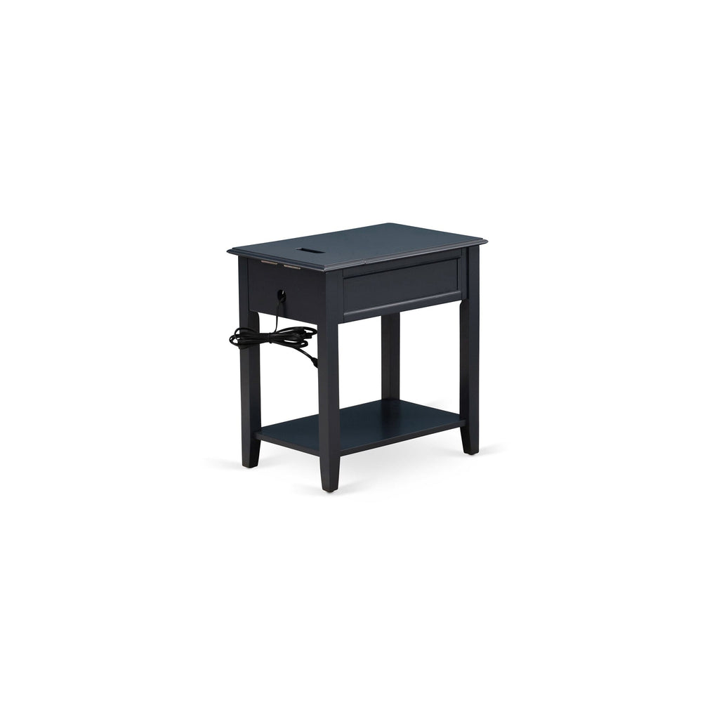 East West Furniture DE-15-ET Denison Nightstand - Rectangle End Table with a Drawer for Bedroom, 24x19 Inch, Navy Blue