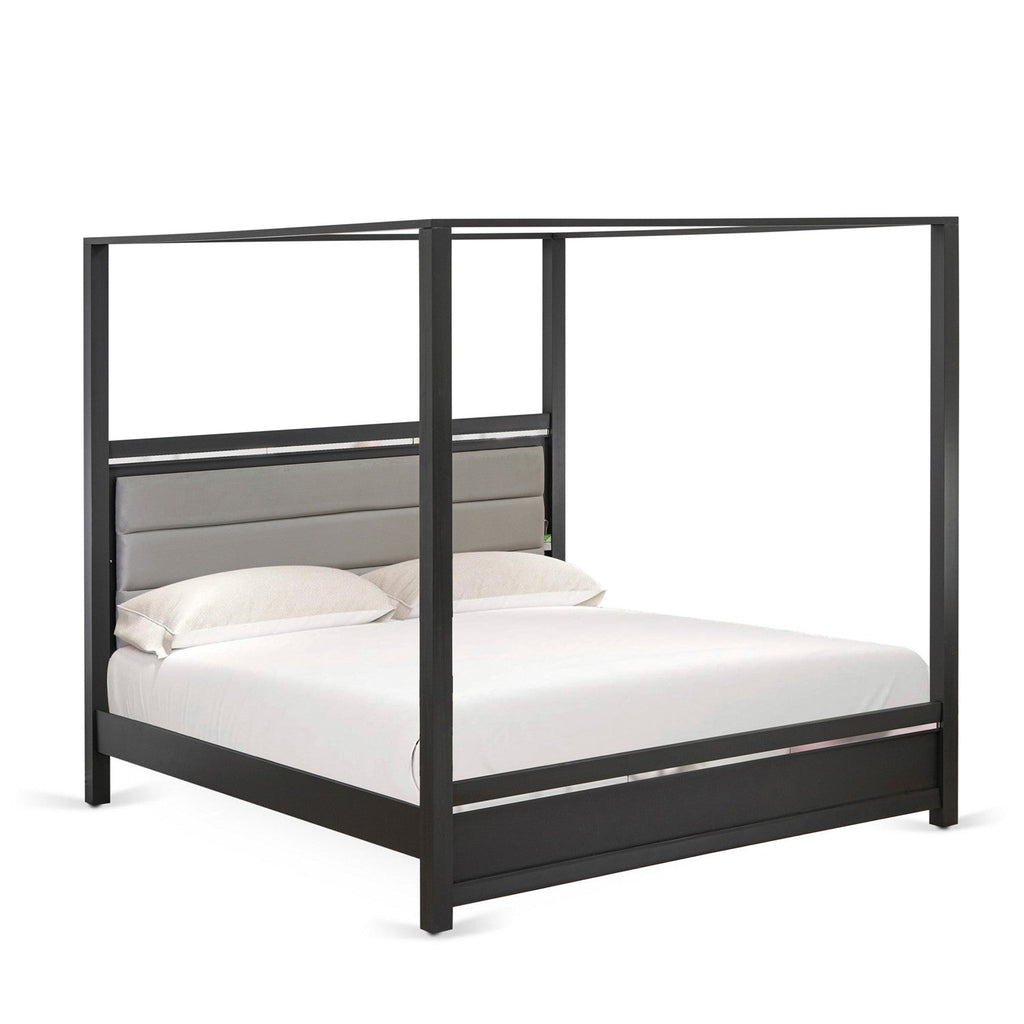 East West Furniture DE20-K00000 1-Piece Denali King Bed Frame for a King Size Bedroom Set - Brushed Gray Finish