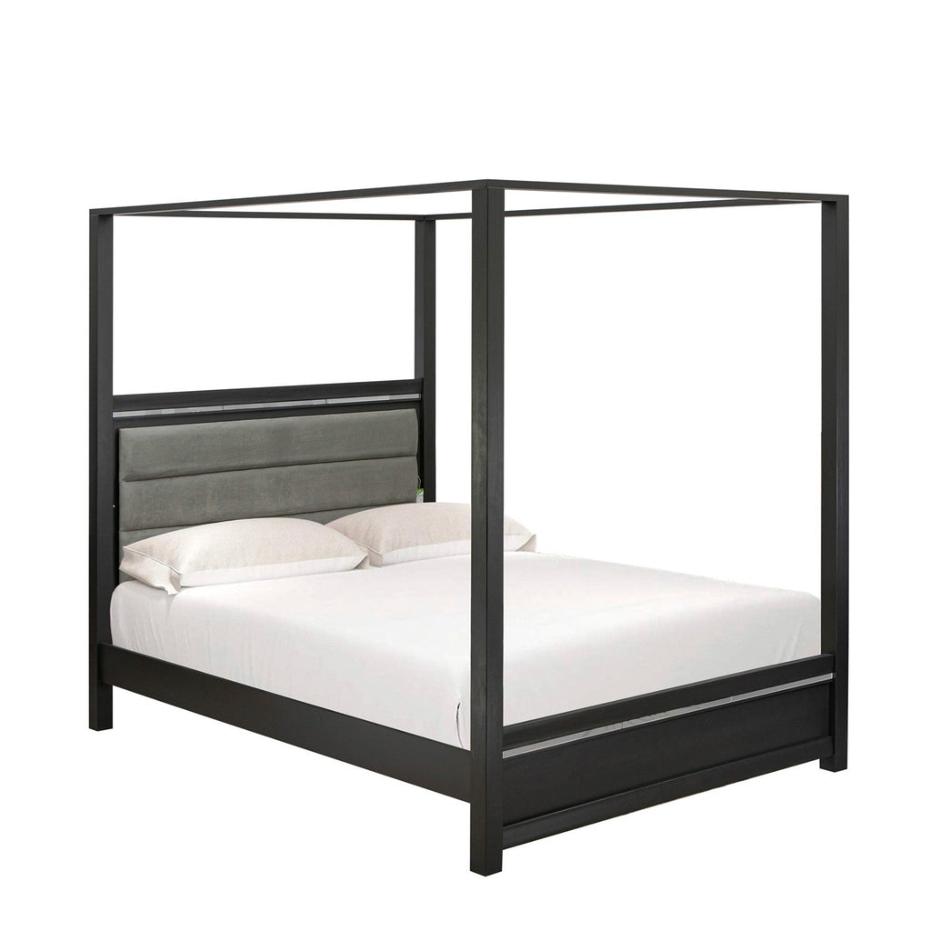 East West Furniture DE20-Q2N000 3-Piece Denali Modern Bedroom Set - A Bed Frame and 2 Bedroom Nightstands - brushed gray Finish