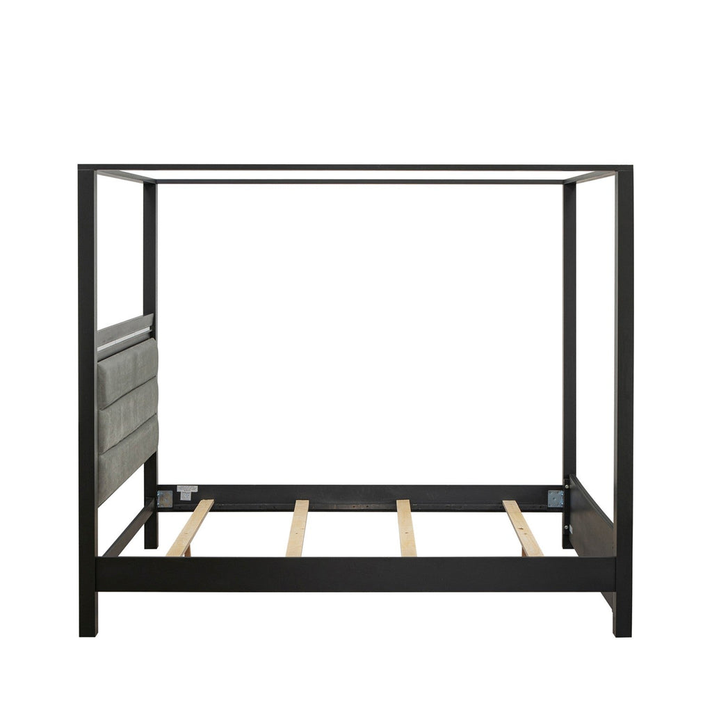 East West Furniture DE20-Q2N00C 4-Piece Denali wooden set for bedroom with a Queen Bed Frame