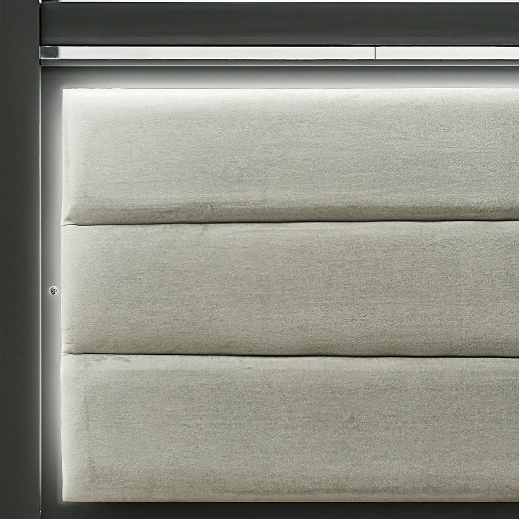 East West Furniture DE20-Q00000 Marcos de cama modernos de madera Denali de 1 pieza, tamaño Queen, para dormitorio - Acabado gris cepillado